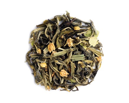 Illustration : green tea & linden flowers loose leaf pouch 125g
